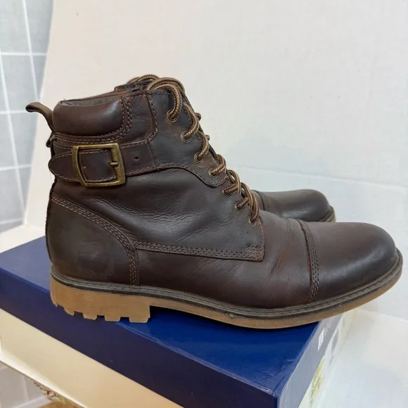 Johnston & Murphy Lombard Cap Toe Rich Brown Lace-Up Boots Size 10 M - Picture 3 of 12